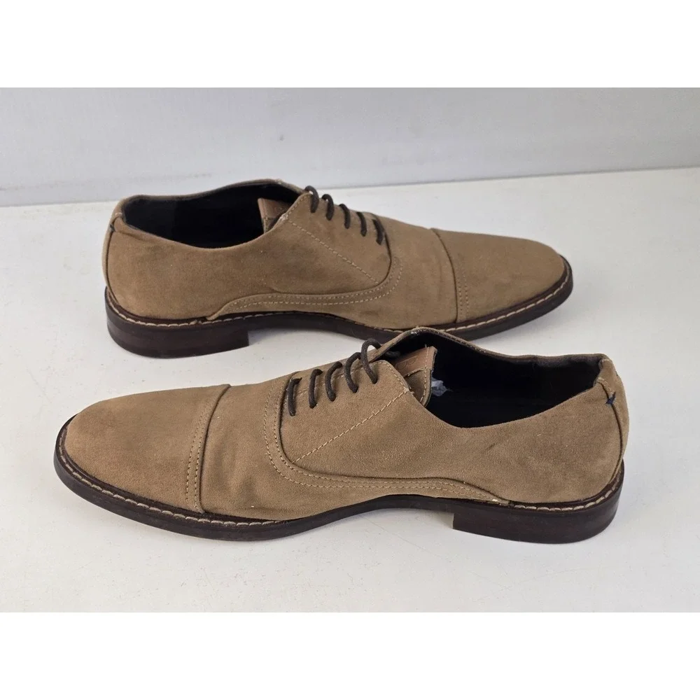 Bench Mark Lace-up‎ Cap Toe Oxford Dress Shoe Brown Suede Tan Mens Size 8.5M